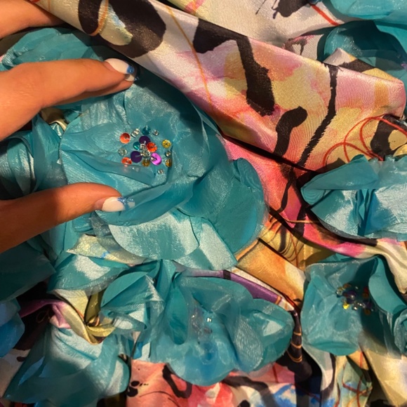 Unique multi colored train prom dress - Picture 4 of 13